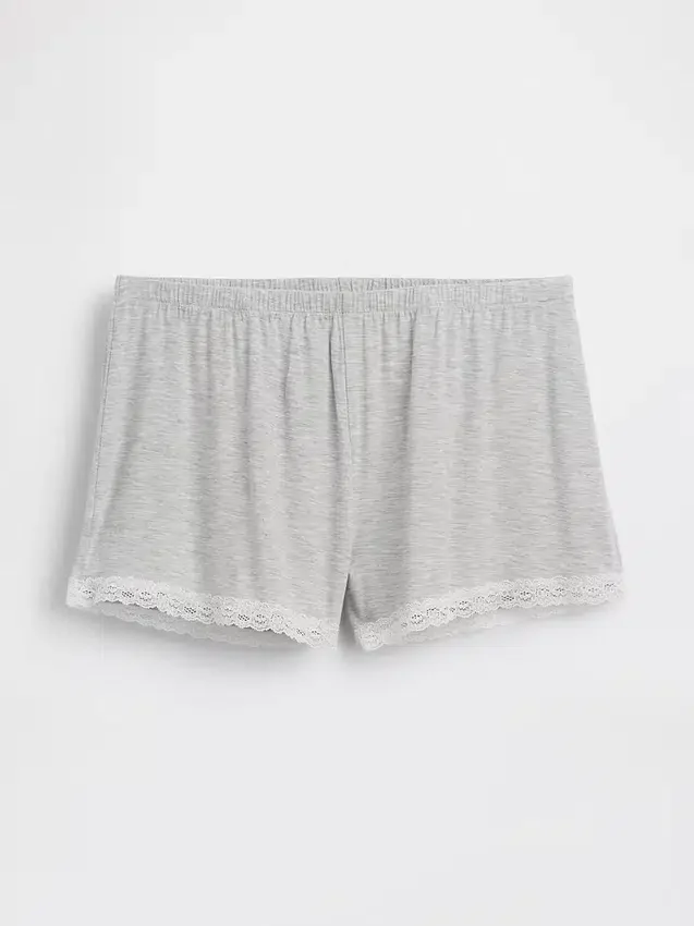 Zachtste pyjama-korte broek van modal met kanten rand