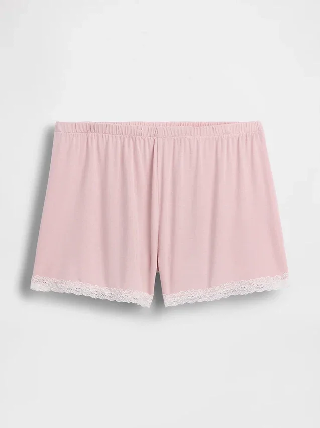 Zachtste pyjama-korte broek van modal met kanten rand