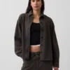 Zwaar French Terry oversized overhemd met knoopsluiting