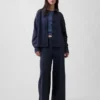 Zwaar French Terry oversized overhemd met knoopsluiting