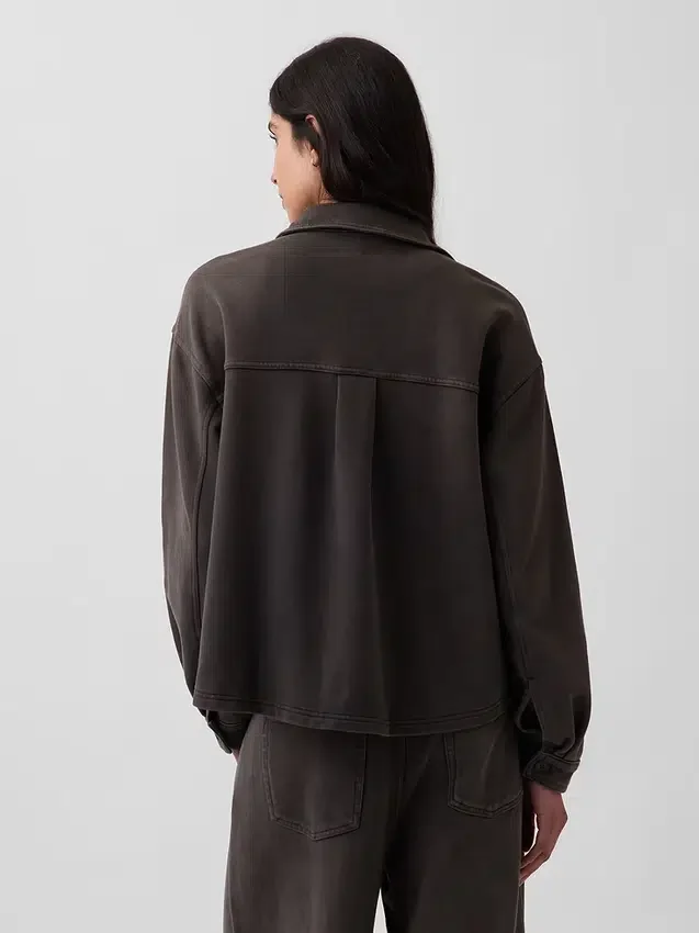 Zwaar French Terry oversized overhemd met knoopsluiting