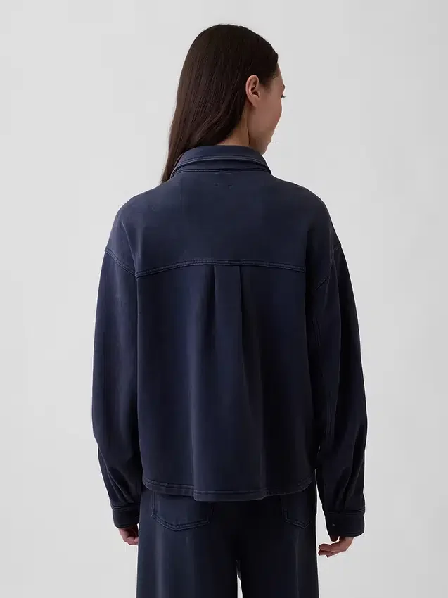 Zwaar French Terry oversized overhemd met knoopsluiting
