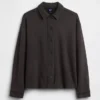 Zwaar French Terry oversized overhemd met knoopsluiting
