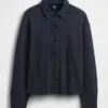 Zwaar French Terry oversized overhemd met knoopsluiting