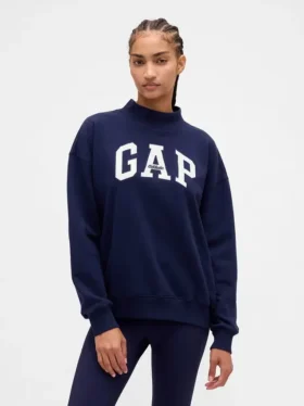 Zwaar French Terry oversized sweatshirt met logo en staande kraag
