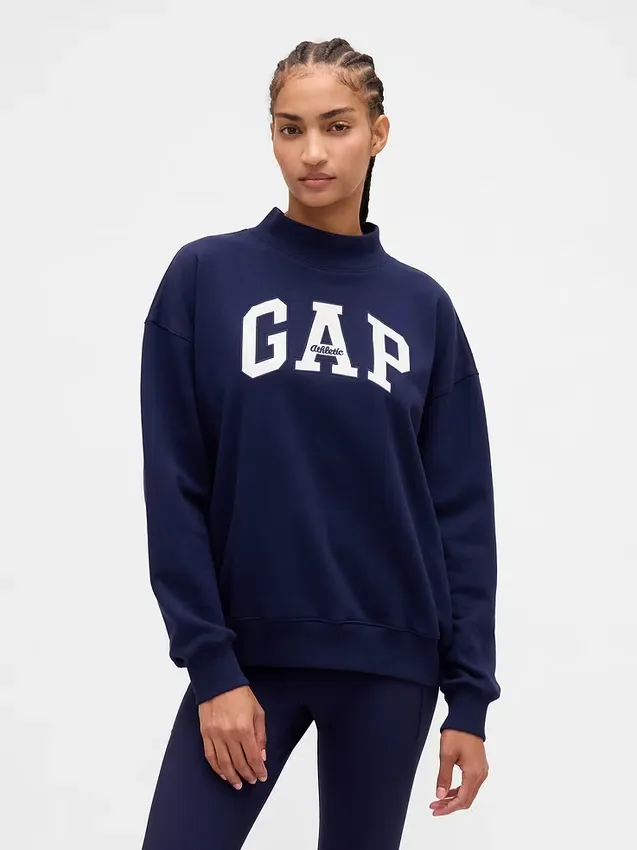 Zwaar French Terry oversized sweatshirt met logo en staande kraag