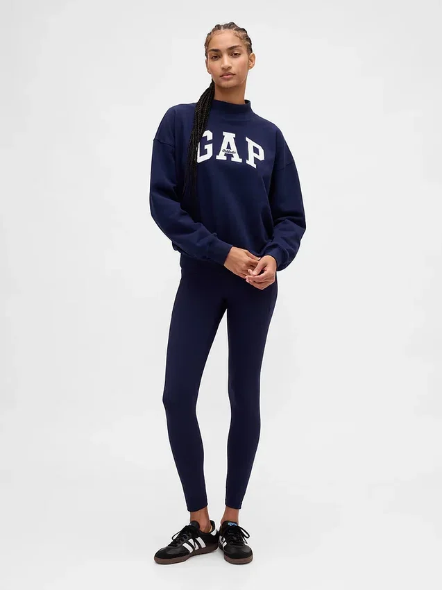 Zwaar French Terry oversized sweatshirt met logo en staande kraag