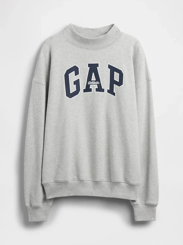 Zwaar French Terry oversized sweatshirt met logo en staande kraag