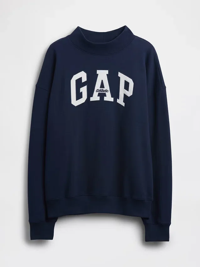 Zwaar French Terry oversized sweatshirt met logo en staande kraag