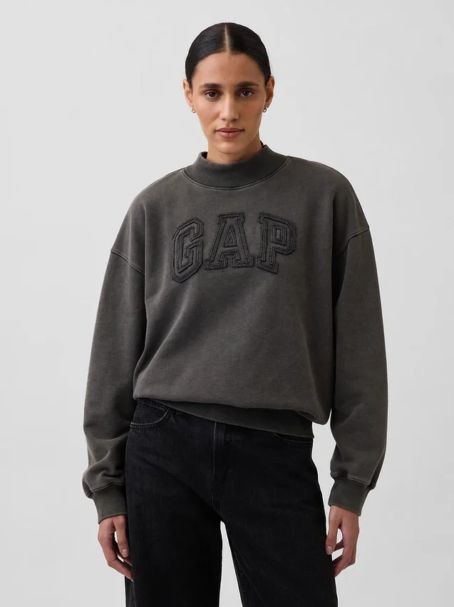 Zwaar French Terry oversized sweatshirt met staande kraag