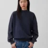 Zwaar French Terry oversized sweatshirt met staande kraag