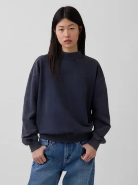 Zwaar French Terry oversized sweatshirt met staande kraag