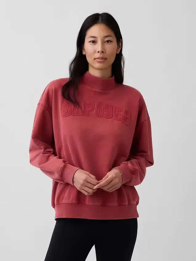 Zwaar French Terry oversized sweatshirt met staande kraag