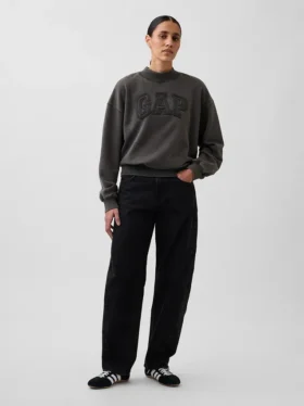 Zwaar French Terry oversized sweatshirt met staande kraag