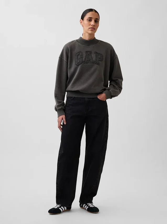 Zwaar French Terry oversized sweatshirt met staande kraag