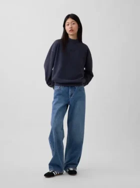Zwaar French Terry oversized sweatshirt met staande kraag
