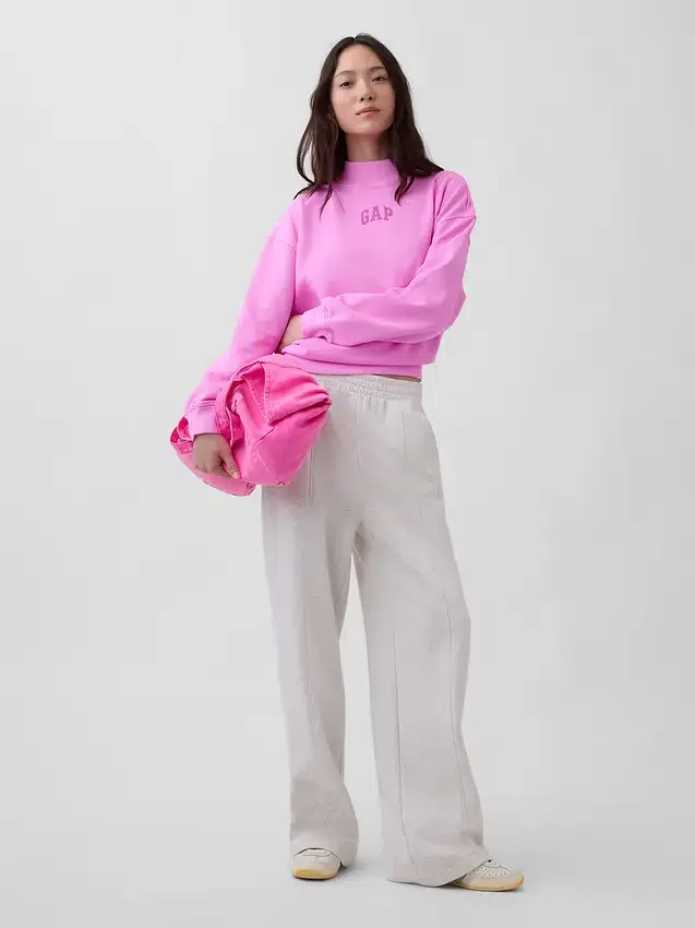 Zwaar French Terry oversized sweatshirt met staande kraag