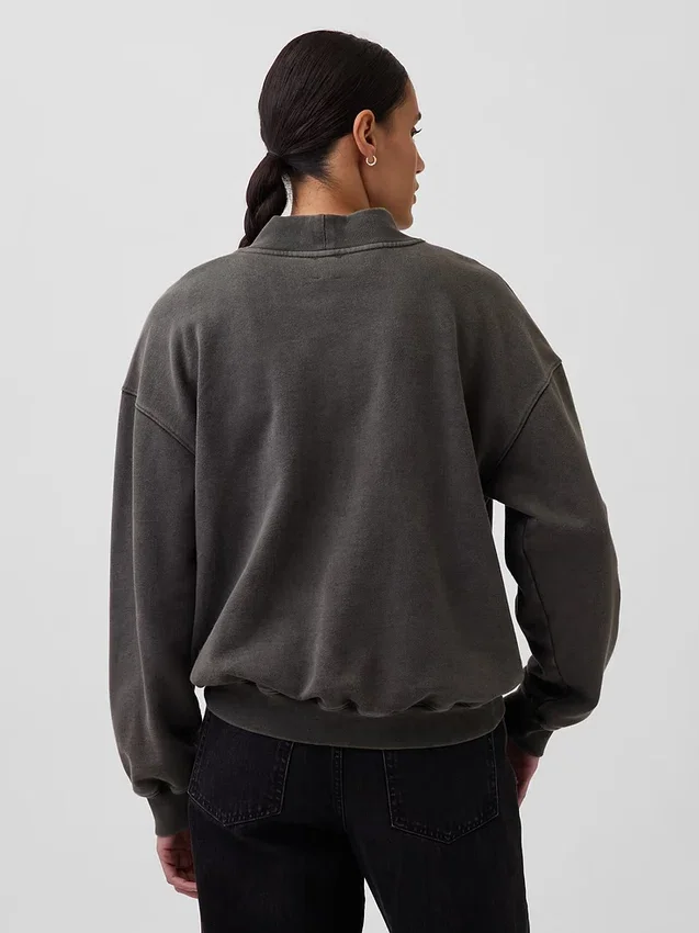 Zwaar French Terry oversized sweatshirt met staande kraag