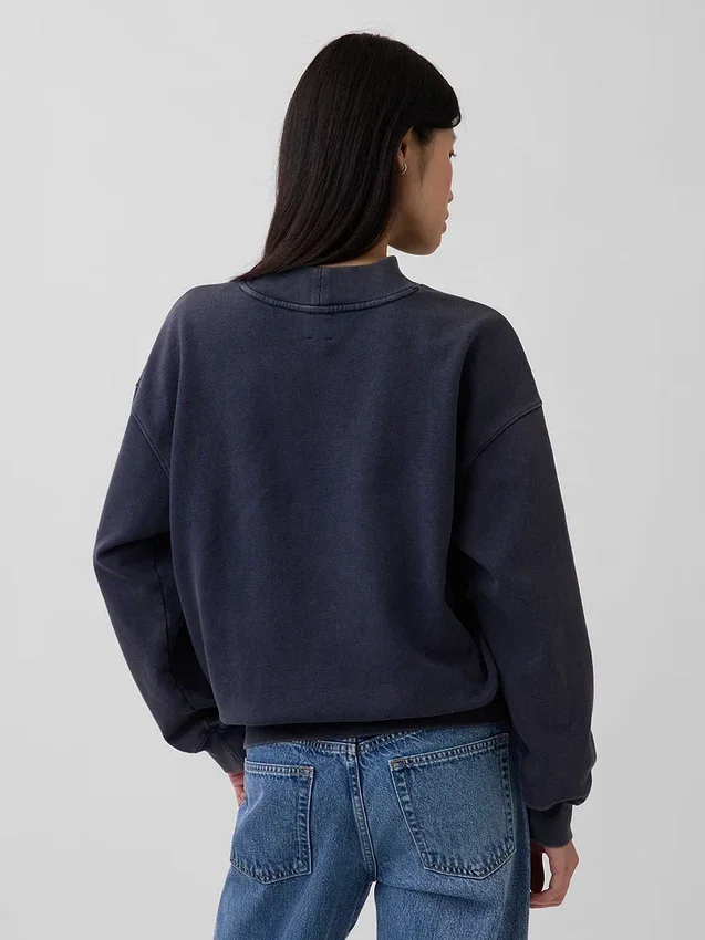Zwaar French Terry oversized sweatshirt met staande kraag
