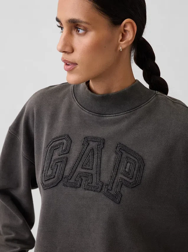 Zwaar French Terry oversized sweatshirt met staande kraag
