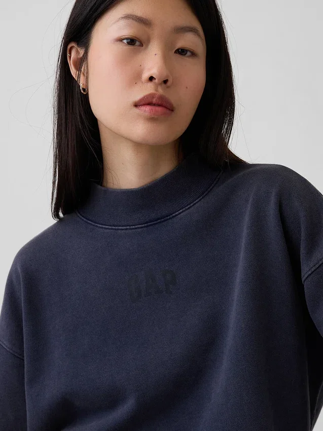 Zwaar French Terry oversized sweatshirt met staande kraag