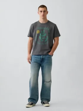 Zwaar, relaxed T-shirt met print