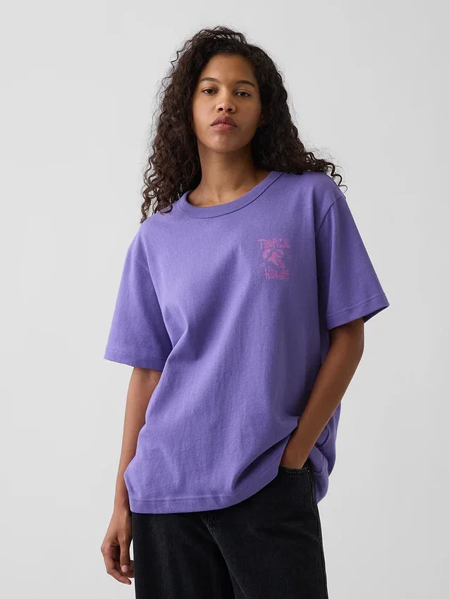 Zwaar, relaxed T-shirt met print