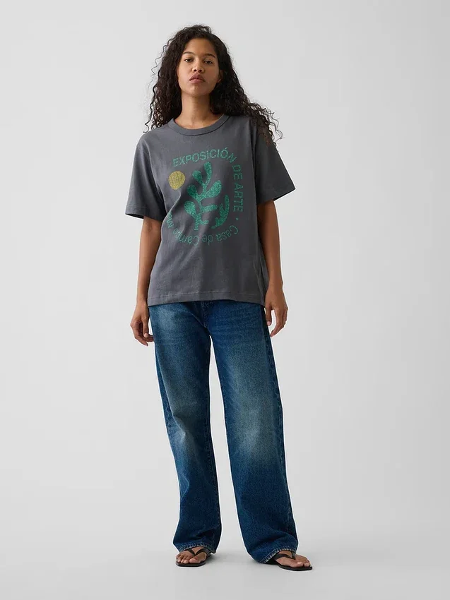 Zwaar, relaxed T-shirt met print