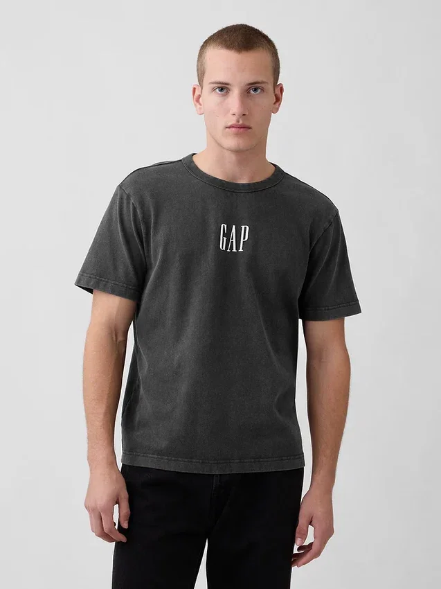 Zwaar T-shirt met logo en relaxte pasvorm