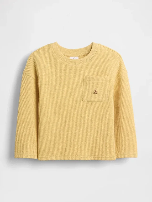Zwaar T-shirt met ribboord en opgestikte zak voor Baby & Peuter