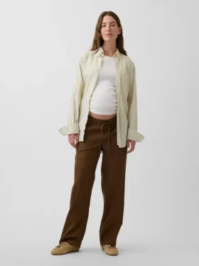 Zwangerschapskleding-broek van twill met onderbuikband