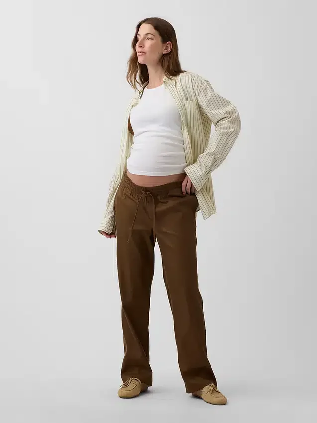 Zwangerschapskleding-broek van twill met onderbuikband