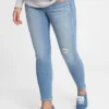 Zwangerschapskleding met echte tailleband, volledig paneel en versleten details, skinny, enkellengte