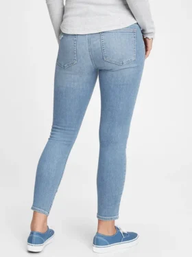 Zwangerschapskleding met echte tailleband, volledig paneel en versleten details, skinny, enkellengte