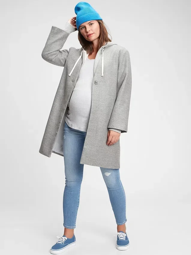 Zwangerschapskleding met echte tailleband, volledig paneel en versleten details, skinny, enkellengte