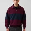 Zware oversized gestreepte pullover met halve rits