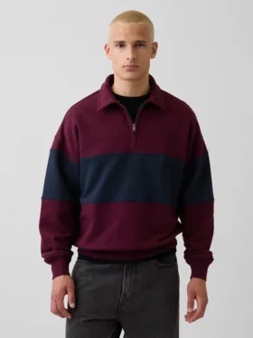Zware oversized gestreepte pullover met halve rits