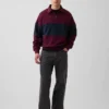 Zware oversized gestreepte pullover met halve rits