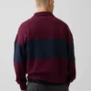 Zware oversized gestreepte pullover met halve rits