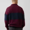 Zware oversized gestreepte pullover met halve rits