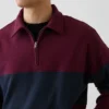 Zware oversized gestreepte pullover met halve rits