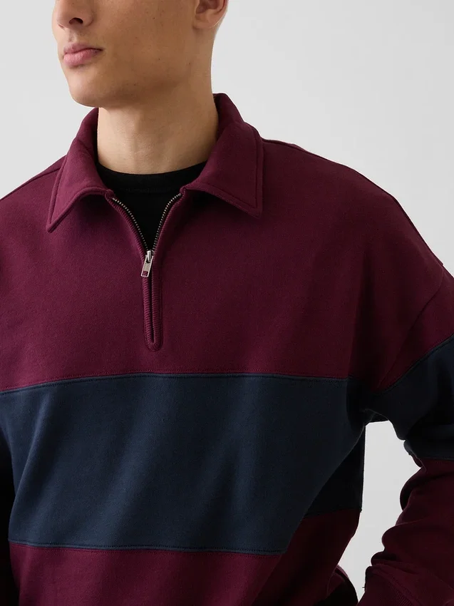 Zware oversized gestreepte pullover met halve rits