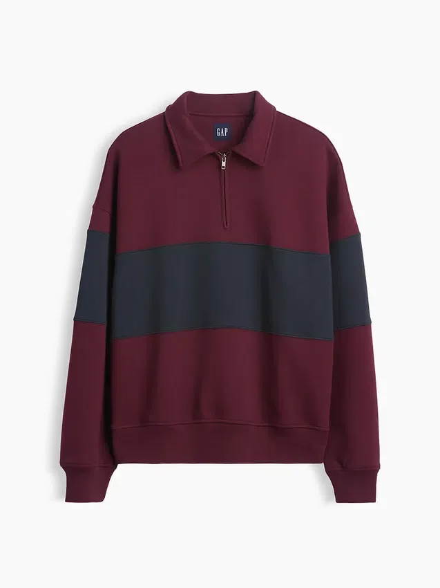 Zware oversized gestreepte pullover met halve rits