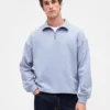 Zware oversized pullover met kwartrits