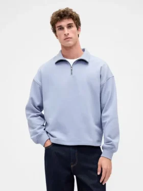 Zware oversized pullover met kwartrits