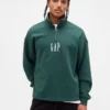 Zware oversized pullover met logo en kwartritssluiting