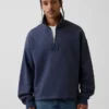 Zware oversized pullover met logo en kwartritssluiting