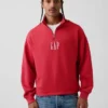 Zware oversized pullover met logo en kwartritssluiting