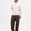 Zware oversized pullover met logo en kwartritssluiting
