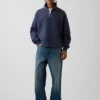 Zware oversized pullover met logo en kwartritssluiting